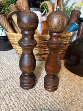 Vintage Wooden Salt Shaker and Pepper Grinder